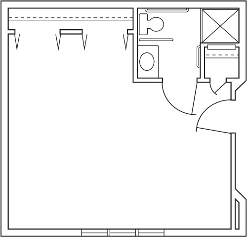 deluxe corner studio floorplan